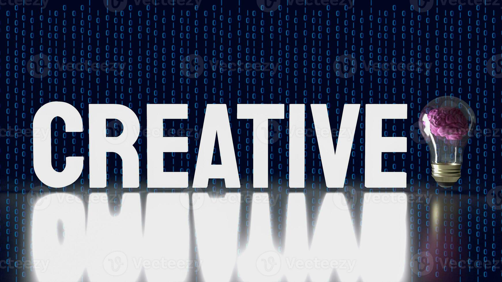 The brain in light bulb for creative or sci concept 3d rendering photo