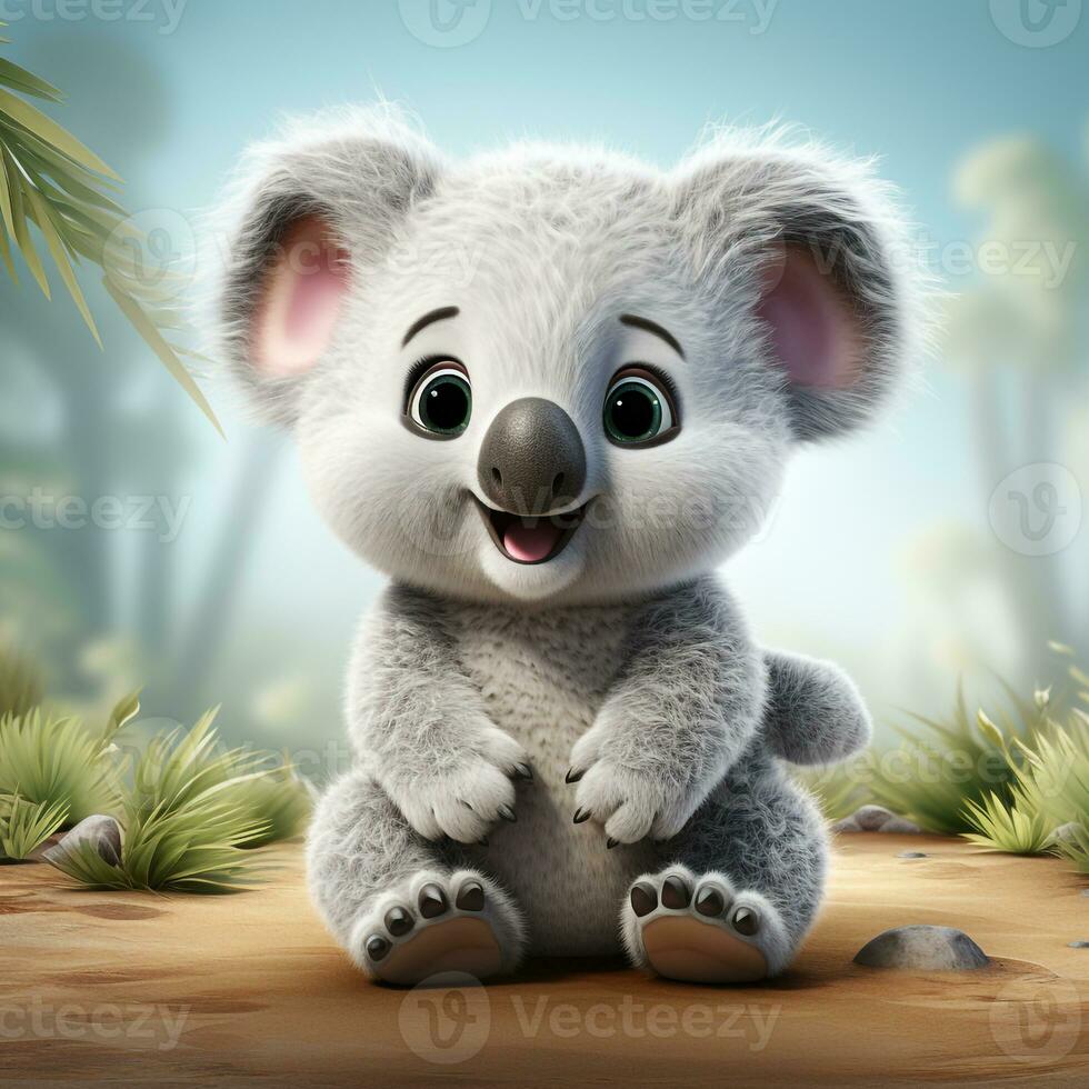 3d cartoon cute koala ai photo