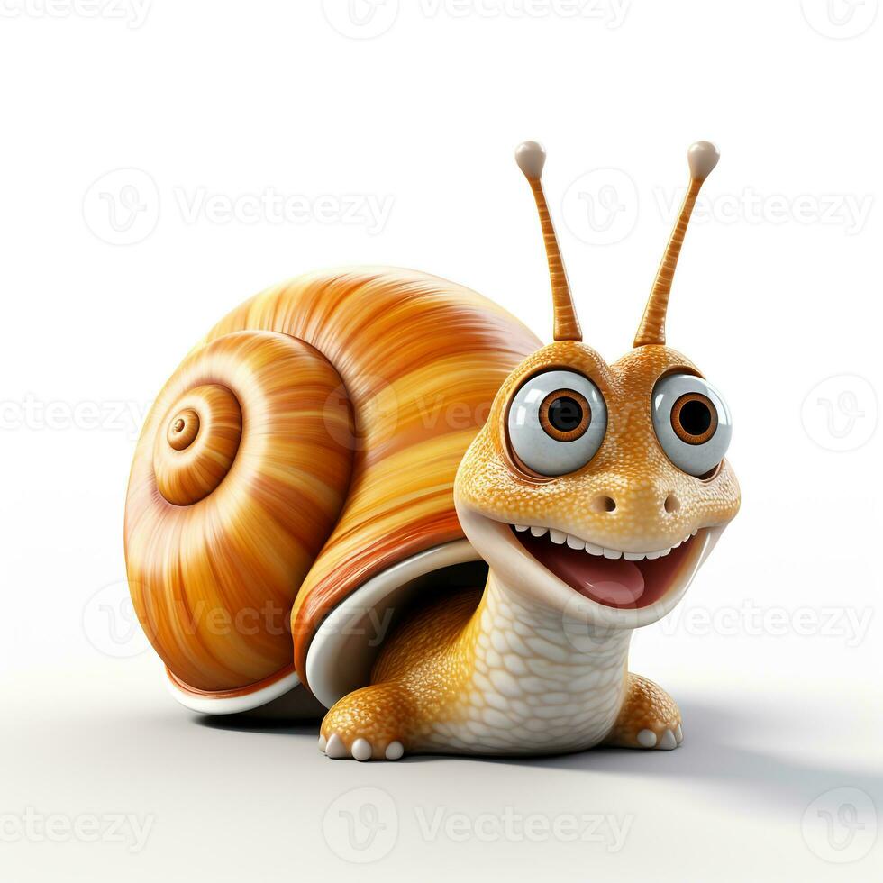 3d cartoon cute snail ai photo