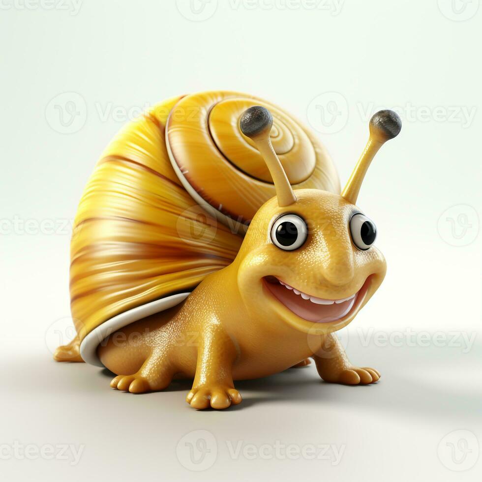 3d cartoon cute snail ai photo