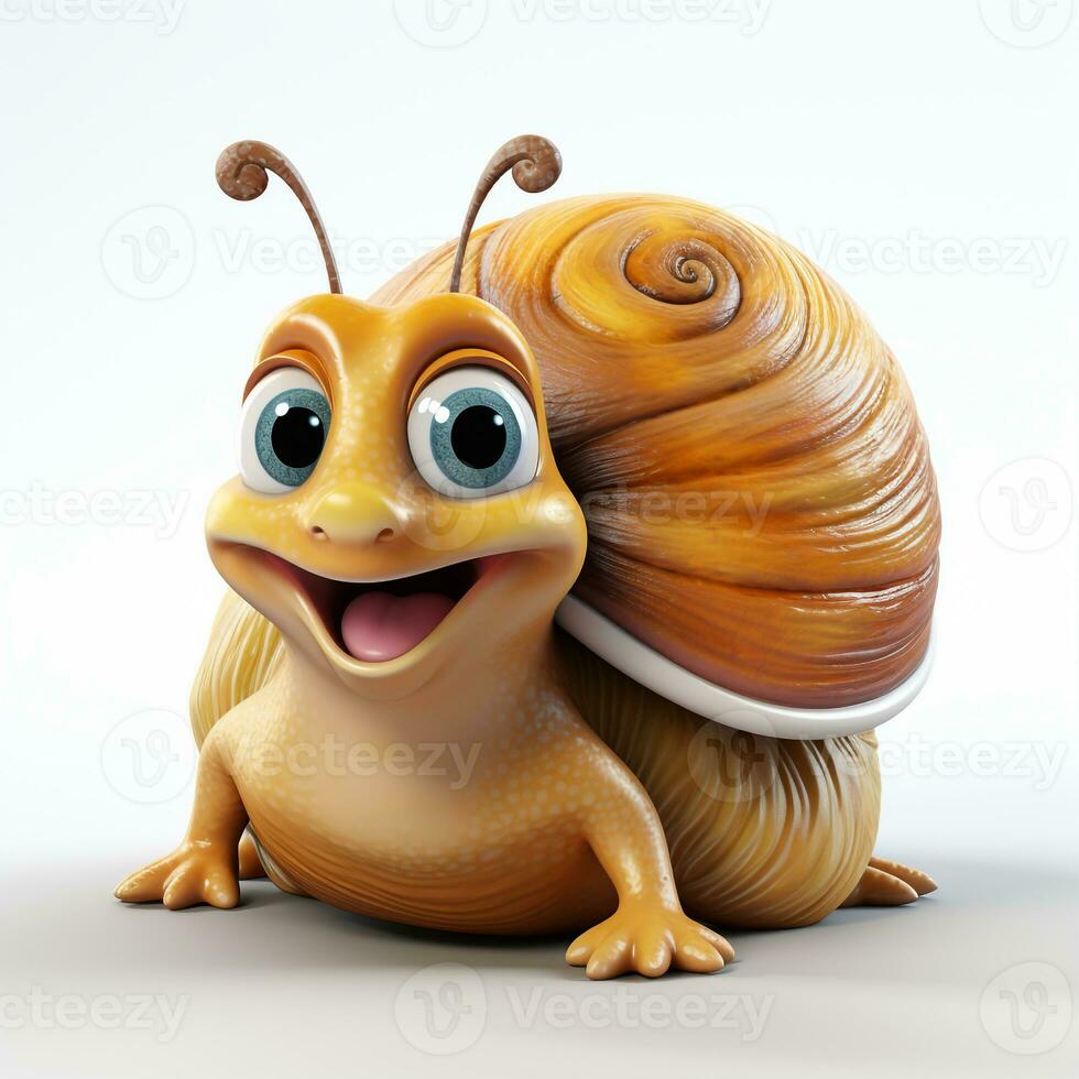 3d cartoon cute snail ai photo