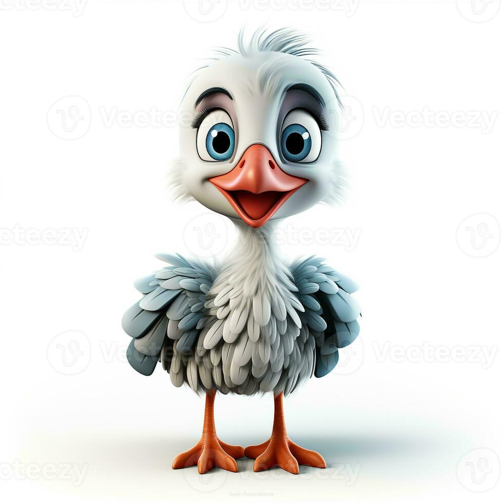 3d cartoon cute stork ai photo