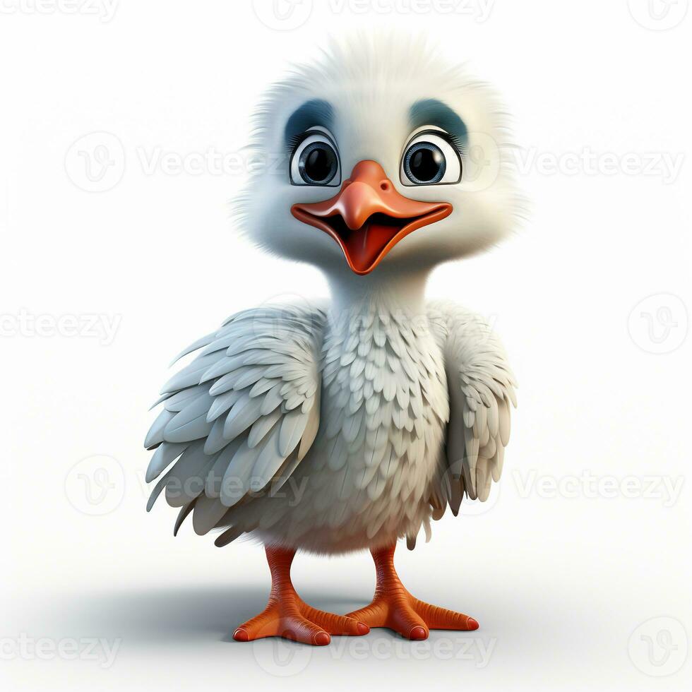 3d cartoon cute stork ai photo