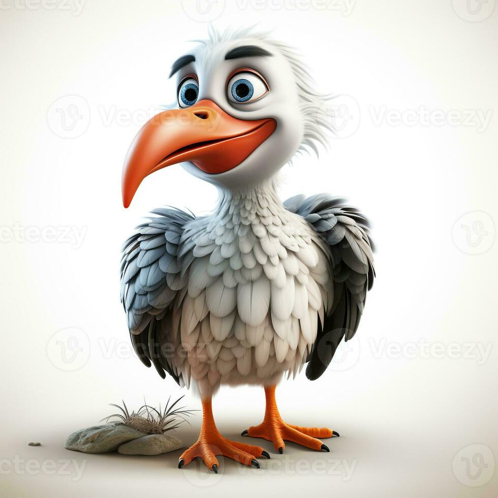 3d cartoon cute stork ai photo