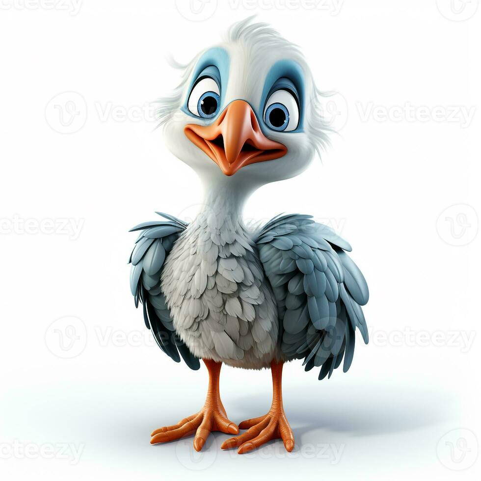 3d cartoon cute stork ai photo