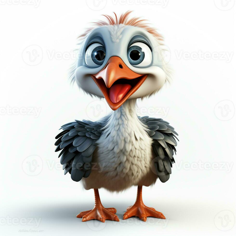 3d cartoon cute stork ai photo