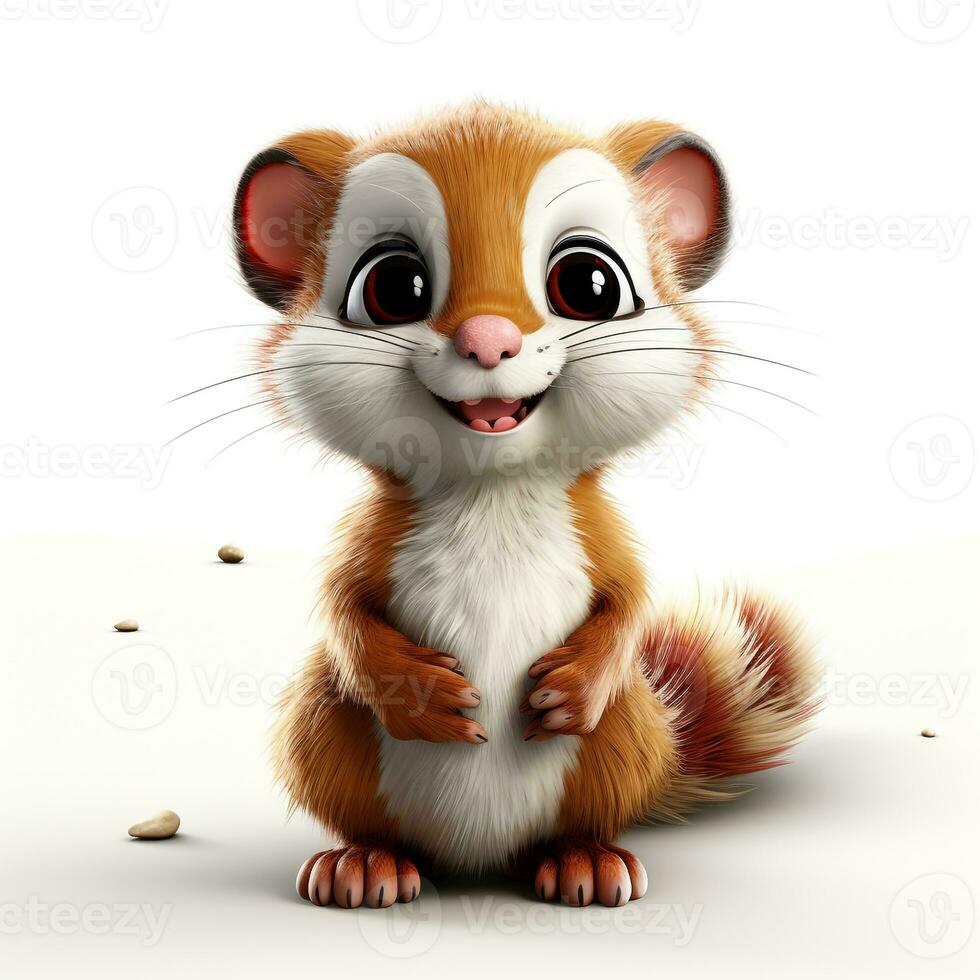 3d cartoon cute ferret ai photo