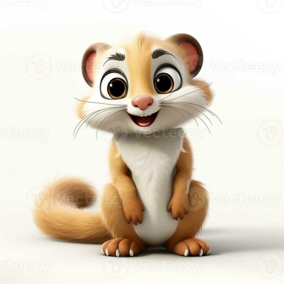 3d cartoon cute ferret ai photo