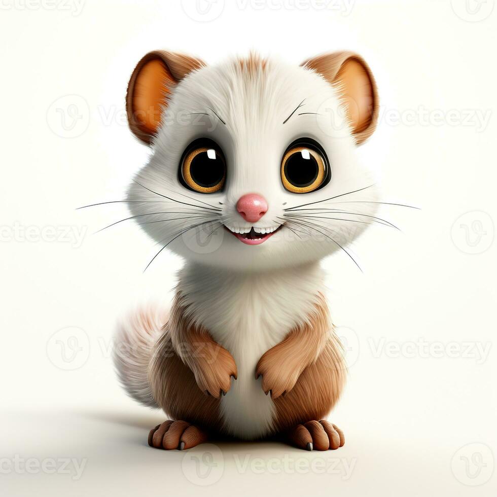 3d cartoon cute ferret ai photo