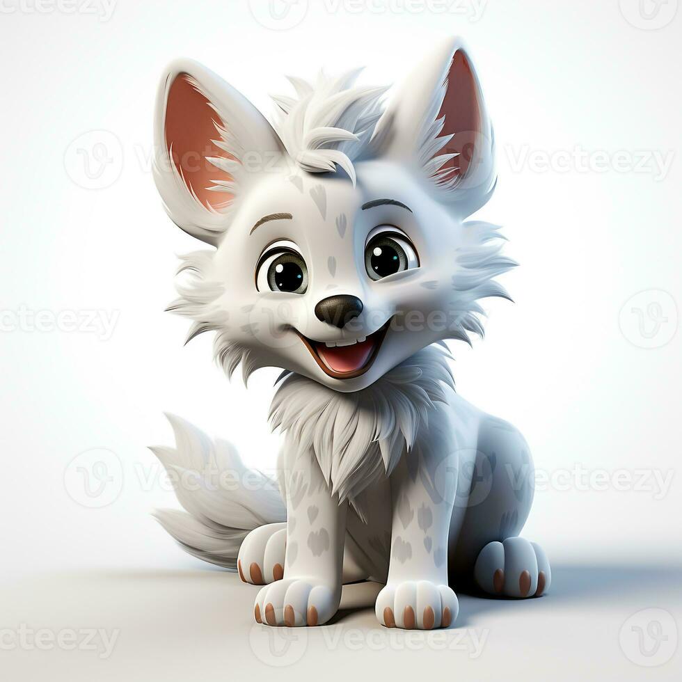 3d cartoon cute wolf ai photo