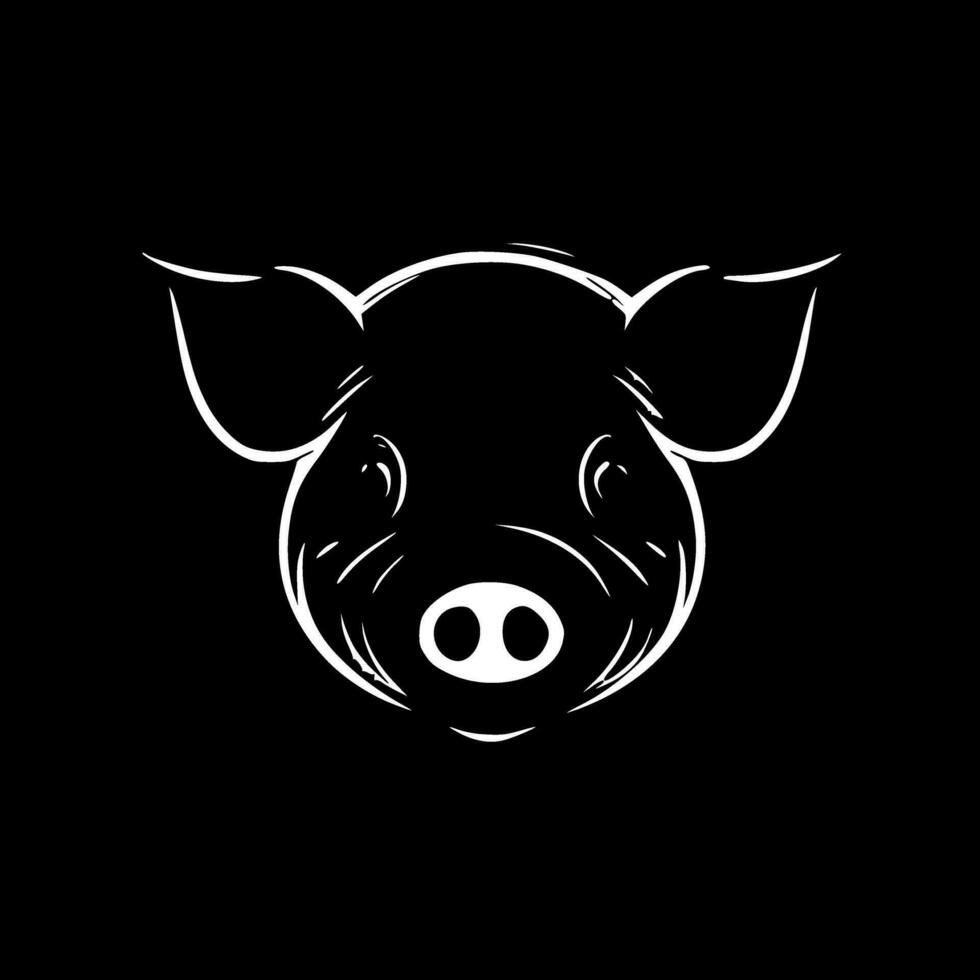 Pig - Black and White Isolated Icon - Vector illustration