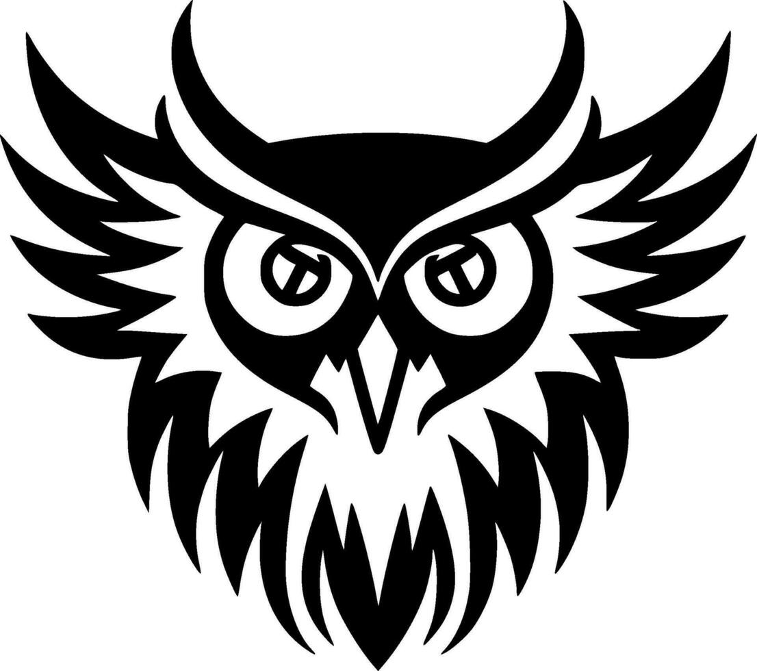 Owl, Black and White Vector illustration