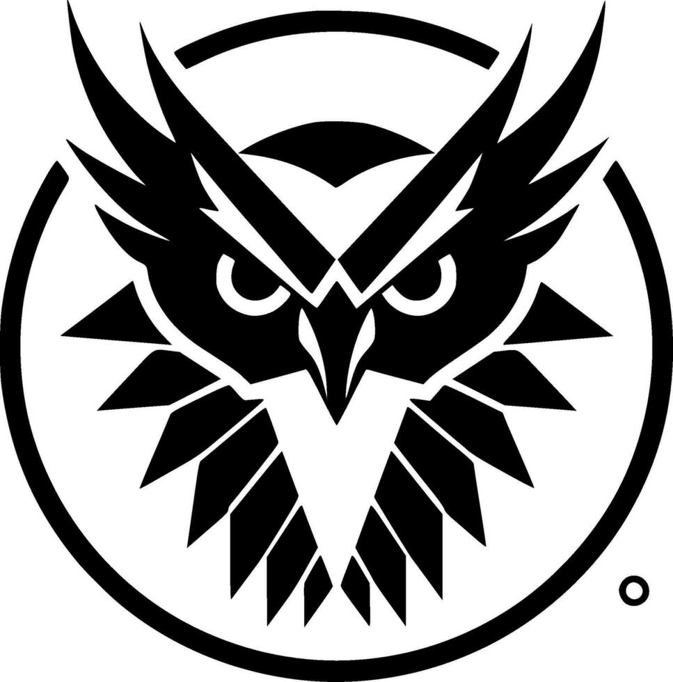 Owl - Black and White Isolated Icon - Vector illustration