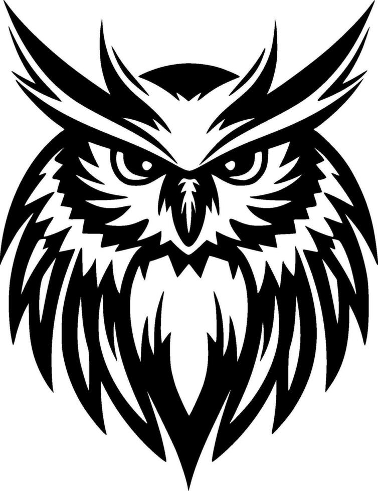 Owl, Black and White Vector illustration