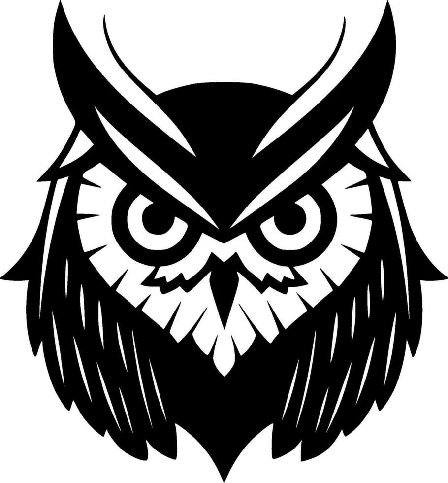 Owl, Black and White Vector illustration