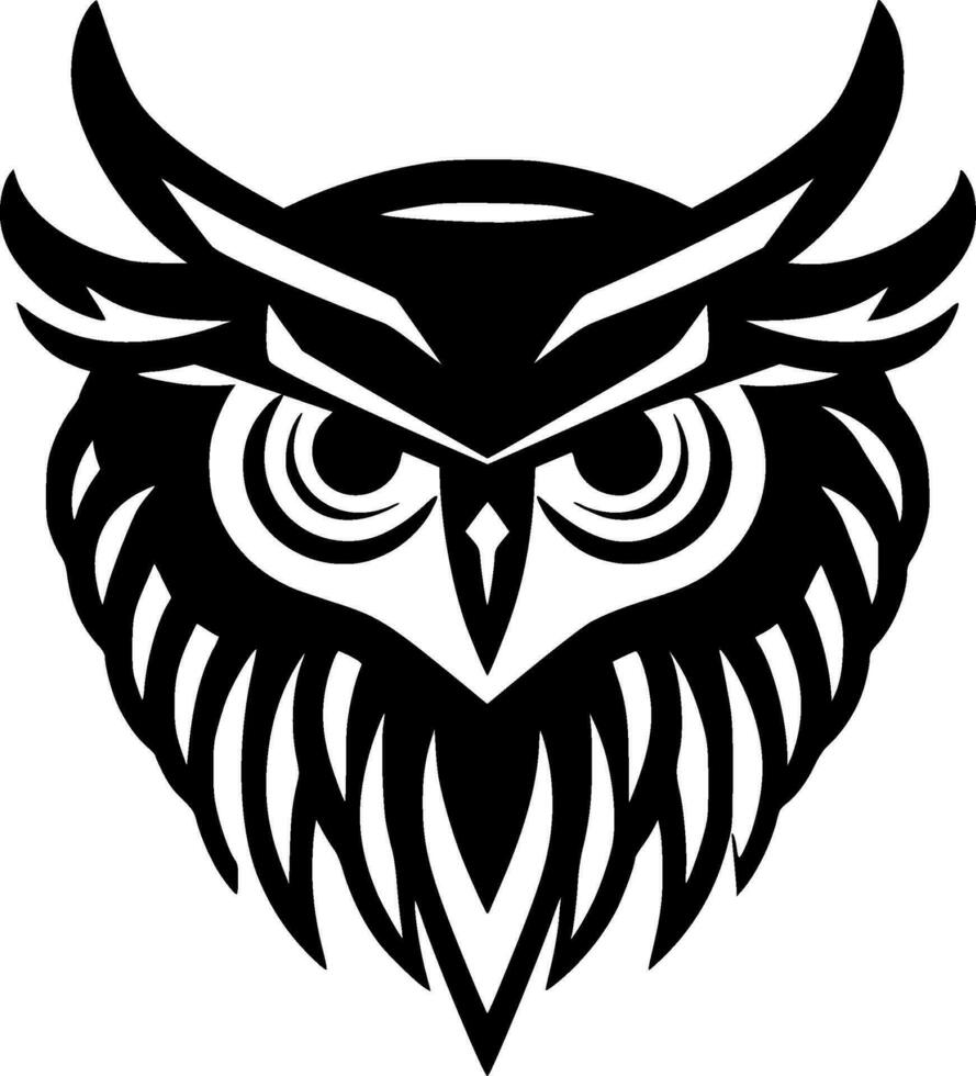 Owl - Black and White Isolated Icon - Vector illustration