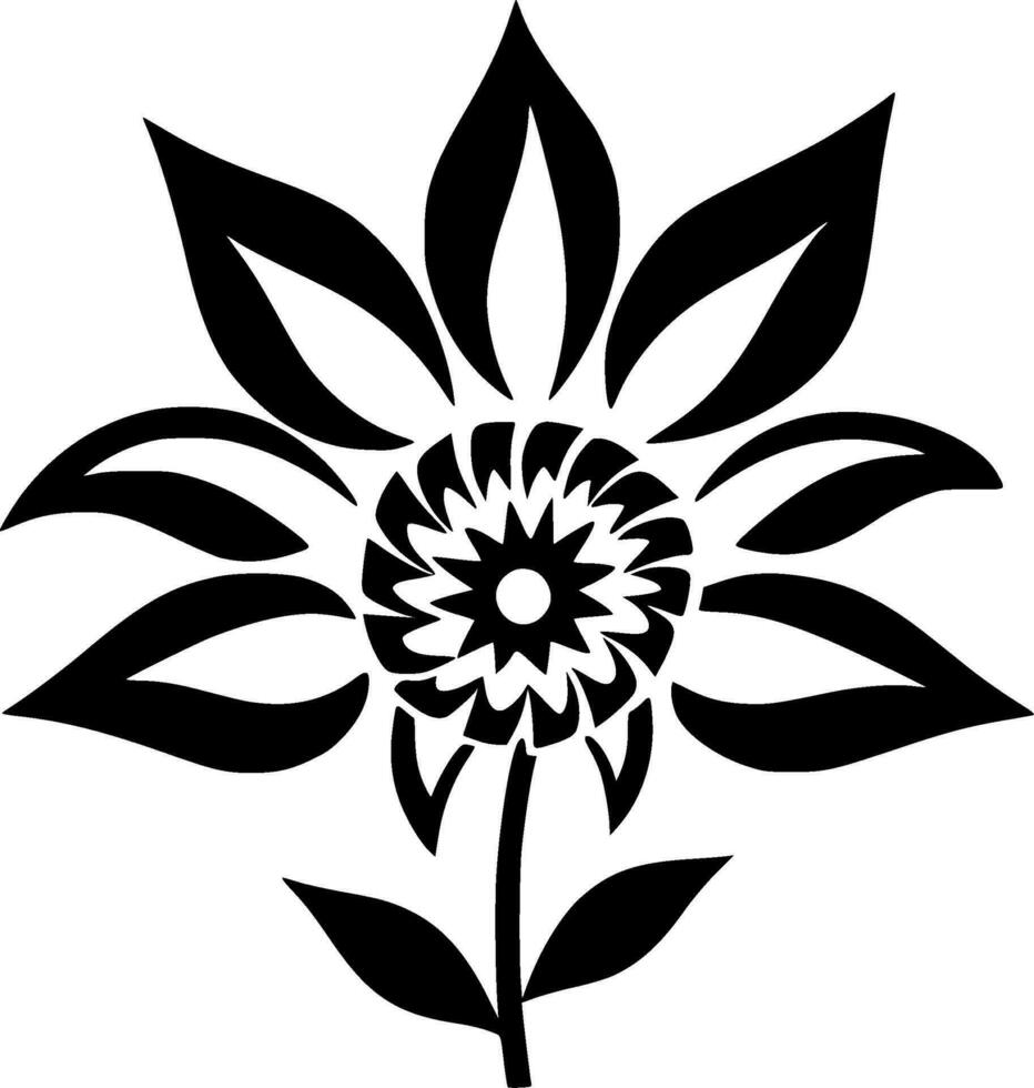 Flower, Black and White Vector illustration