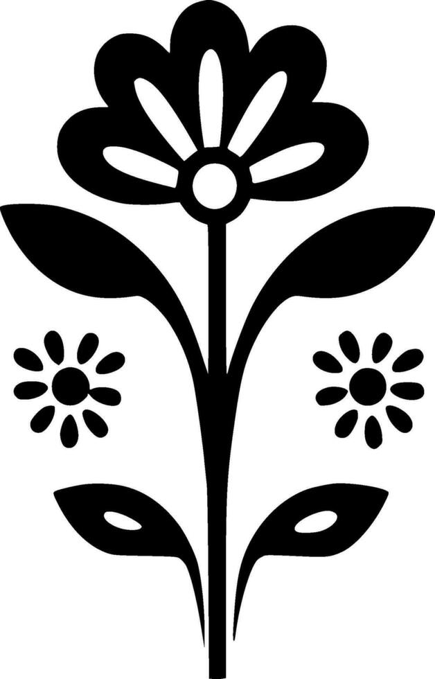 Flower, Black and White Vector illustration