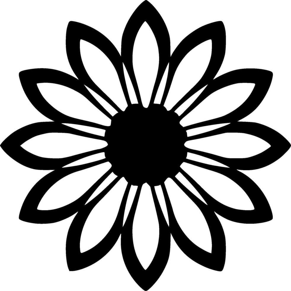 Flower - Black and White Isolated Icon - Vector illustration