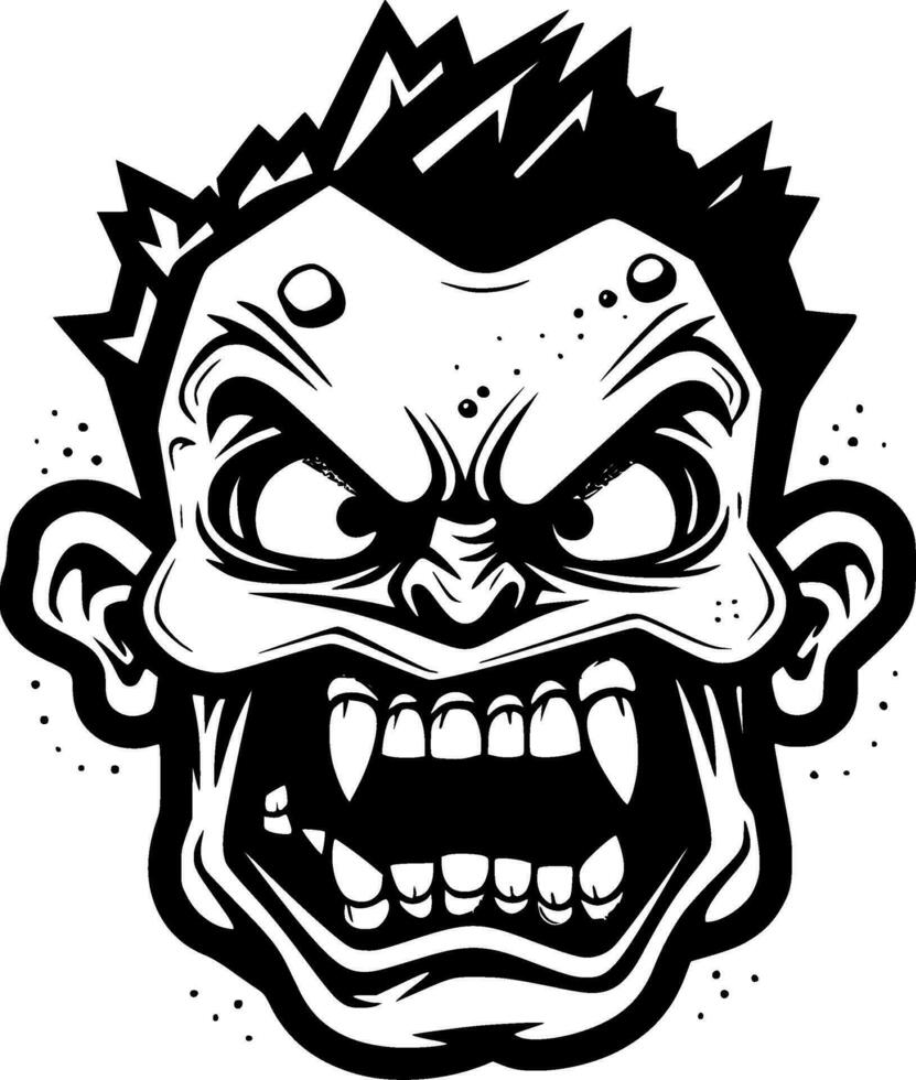 Zombie, Black and White Vector illustration