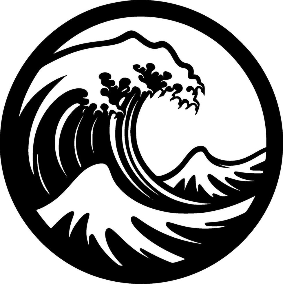 Wave, Black and White Vector illustration