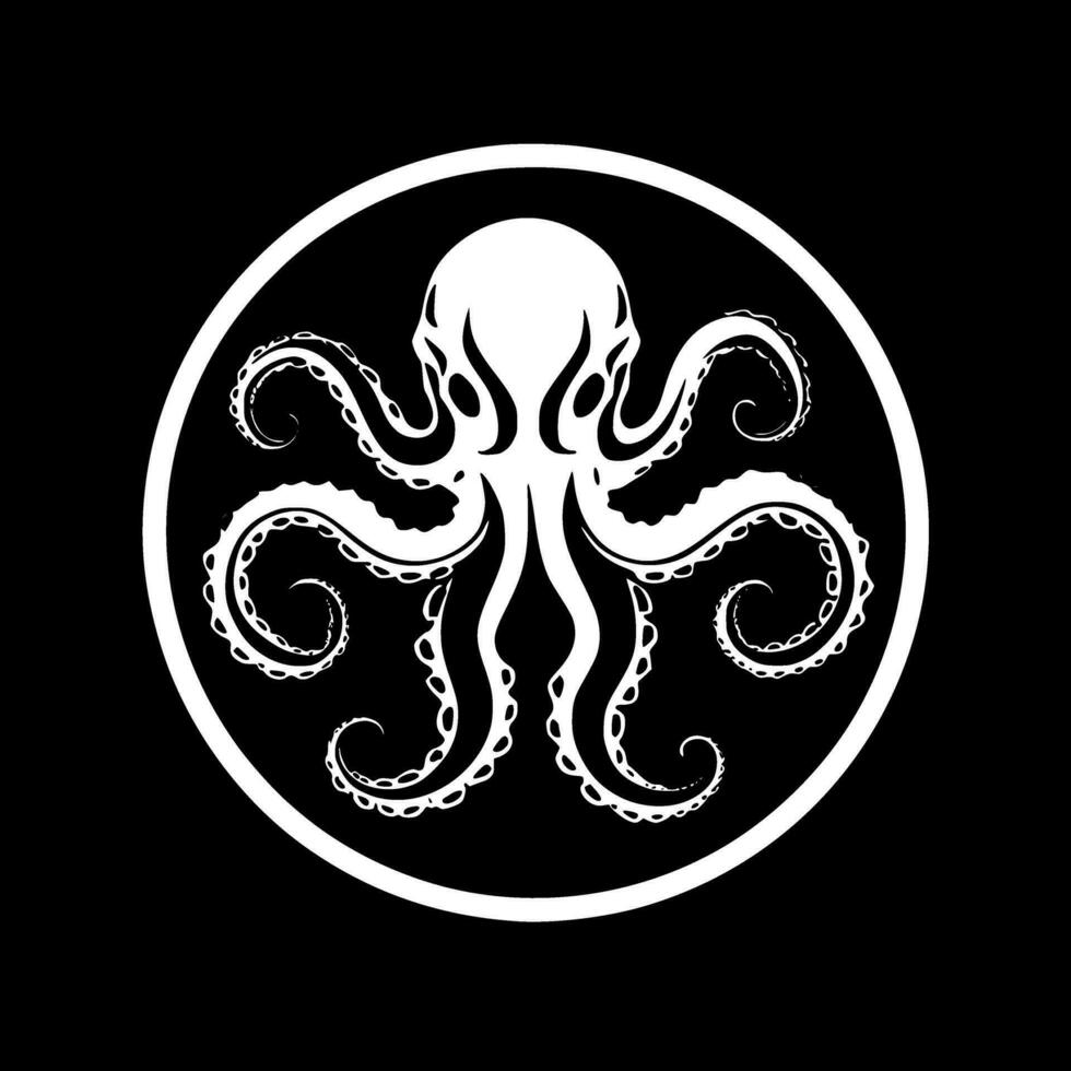 pulpo tentáculos - negro y blanco aislado icono - vector ilustración