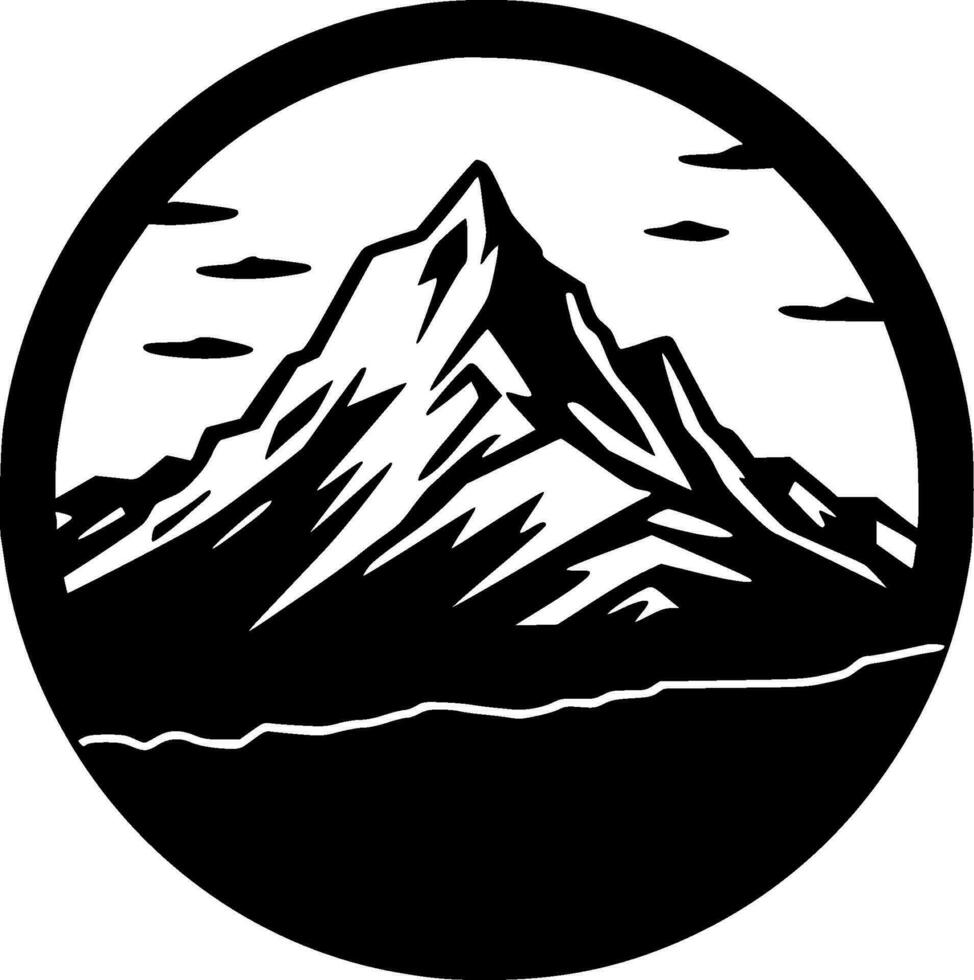 Mountains, Black and White Vector illustration