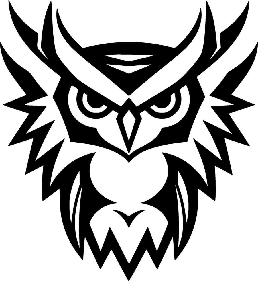 Owl, Black and White Vector illustration