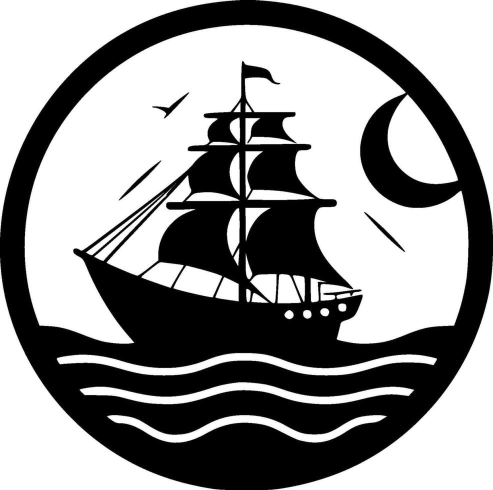Nautical, Black and White Vector illustration