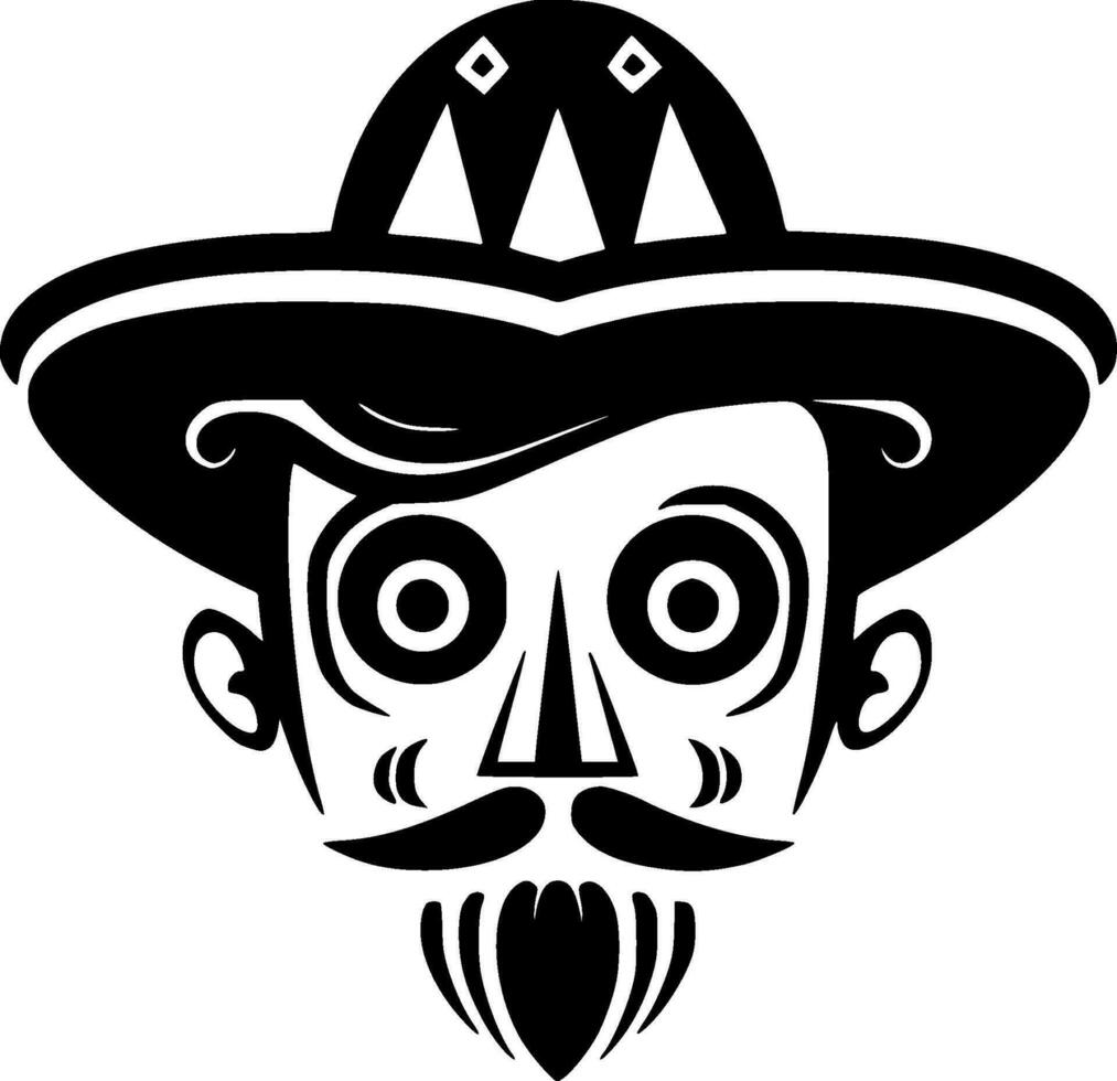 mexicano - negro y blanco aislado icono - vector ilustración