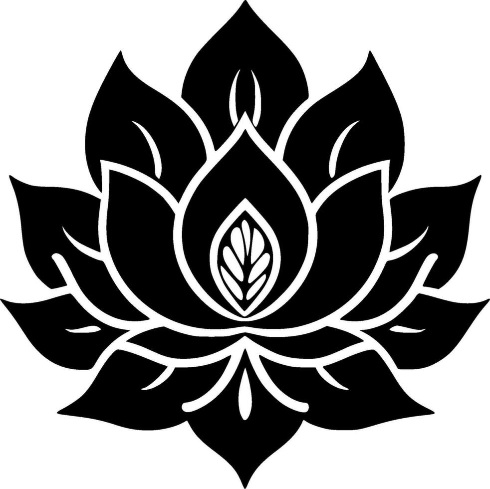 Mandala - Black and White Isolated Icon - Vector illustration