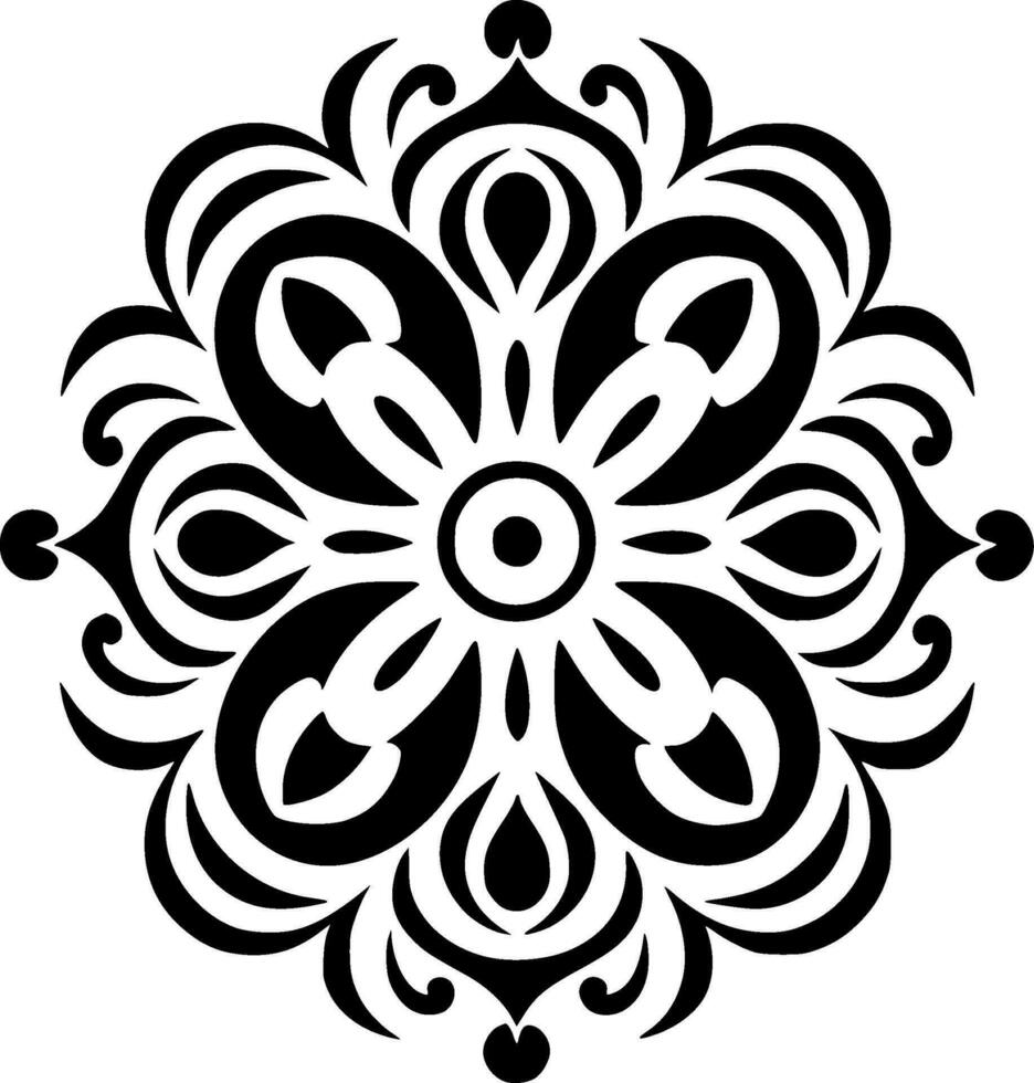 Mandala, Black and White Vector illustration