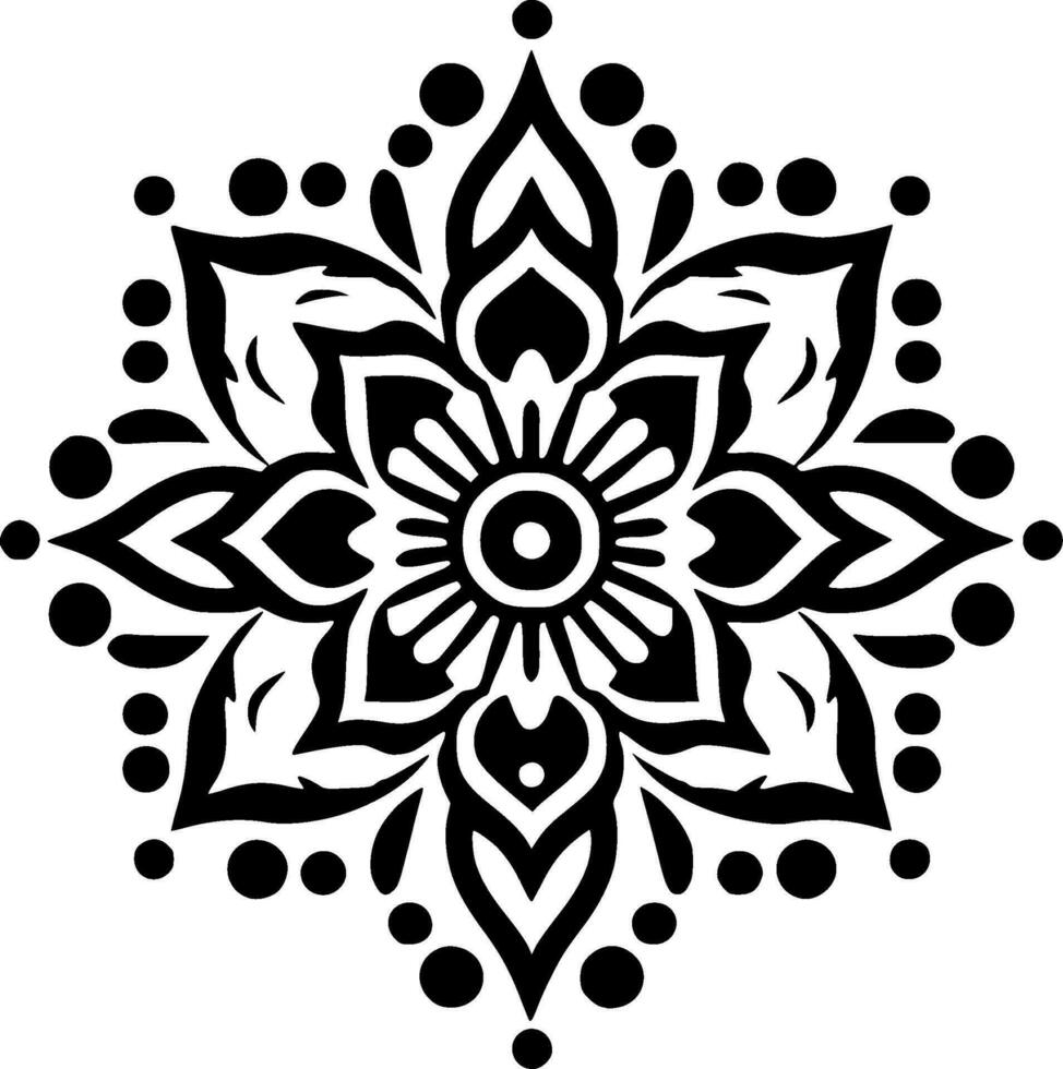 mandala - negro y blanco aislado icono - vector ilustración