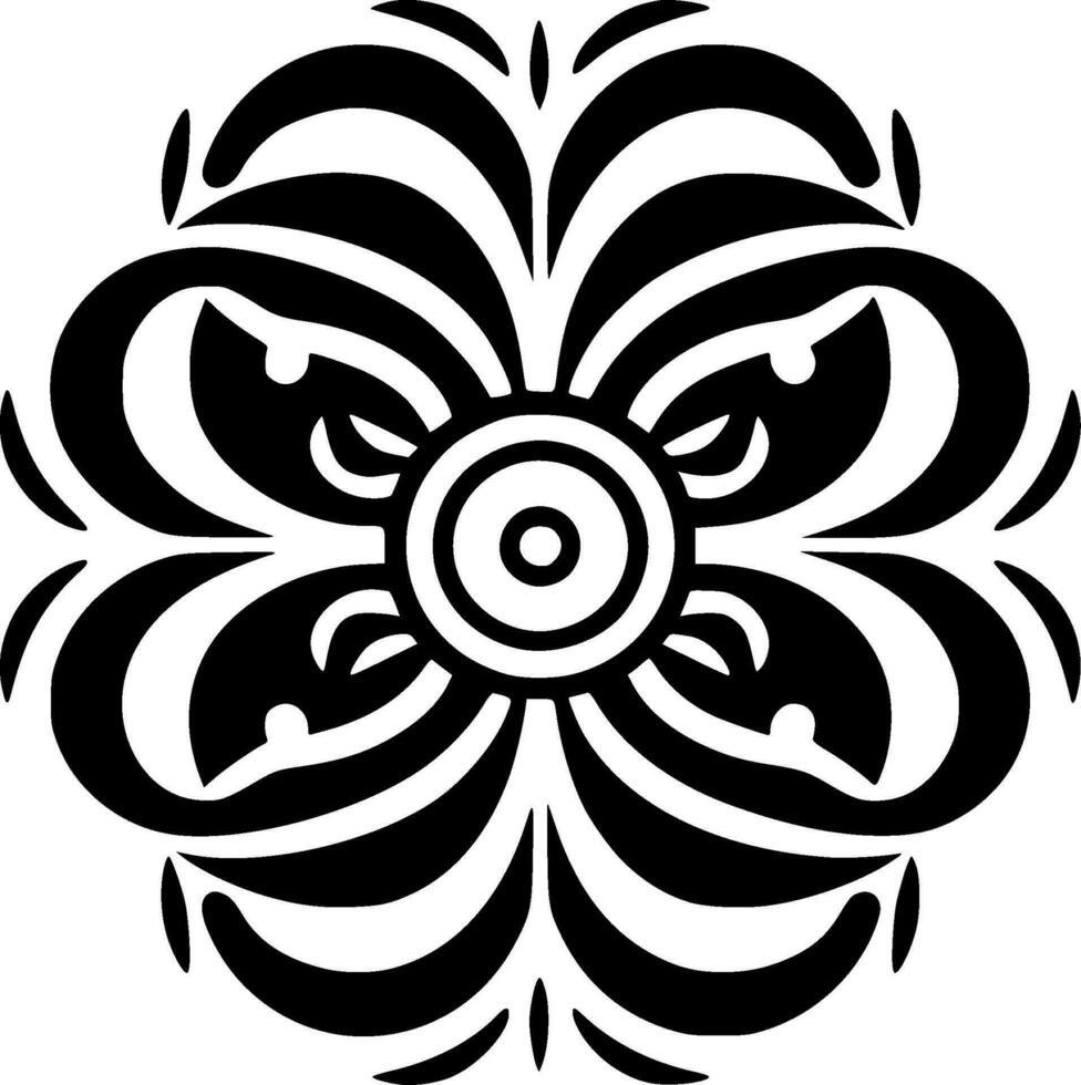 Mandala, Black and White Vector illustration