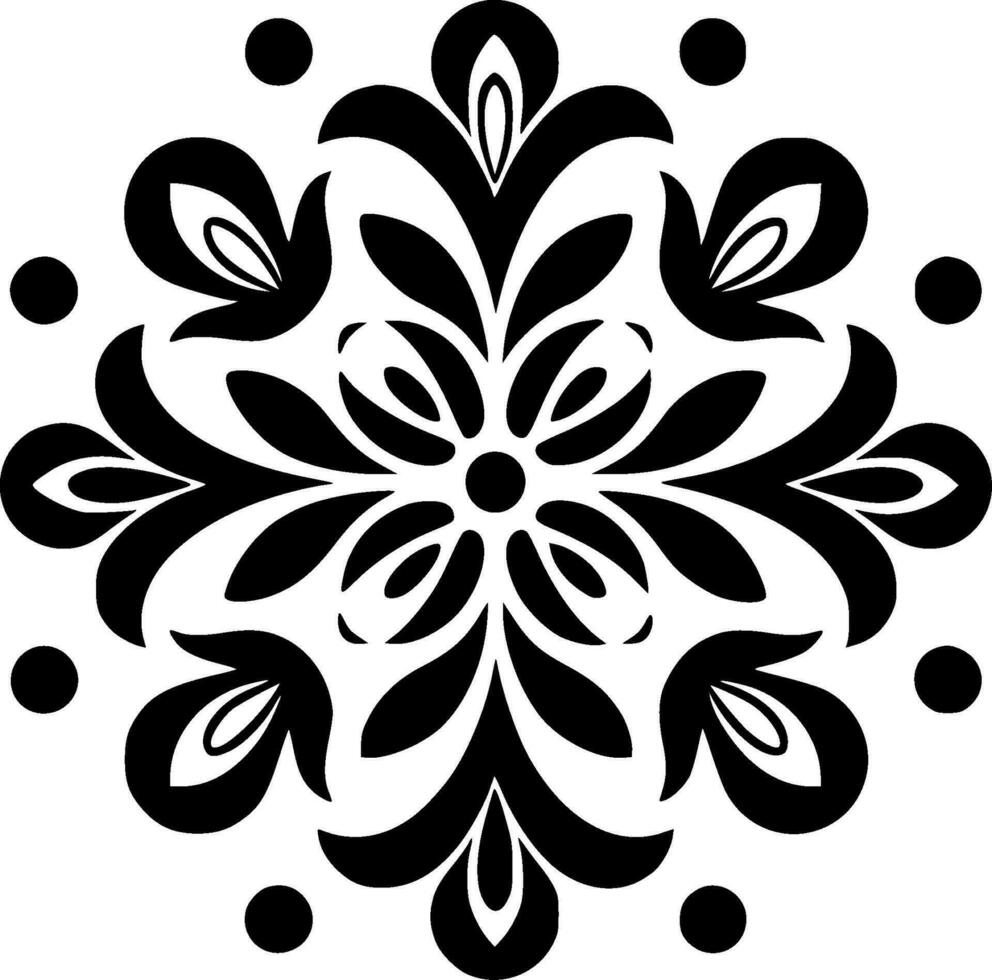 Mandala, Black and White Vector illustration
