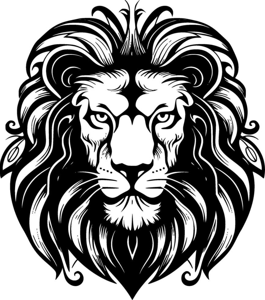 león - negro y blanco aislado icono - vector ilustración