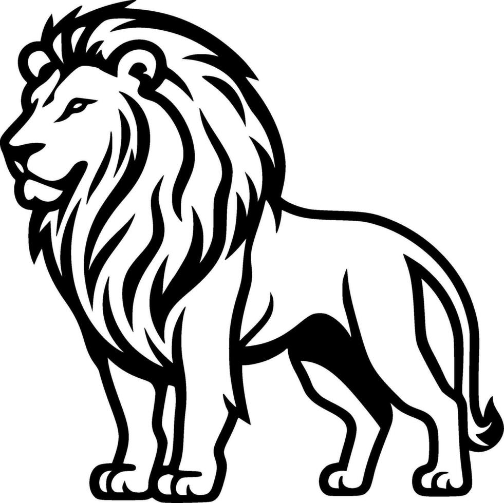 Lion - Black and White Isolated Icon - Vector illustration
