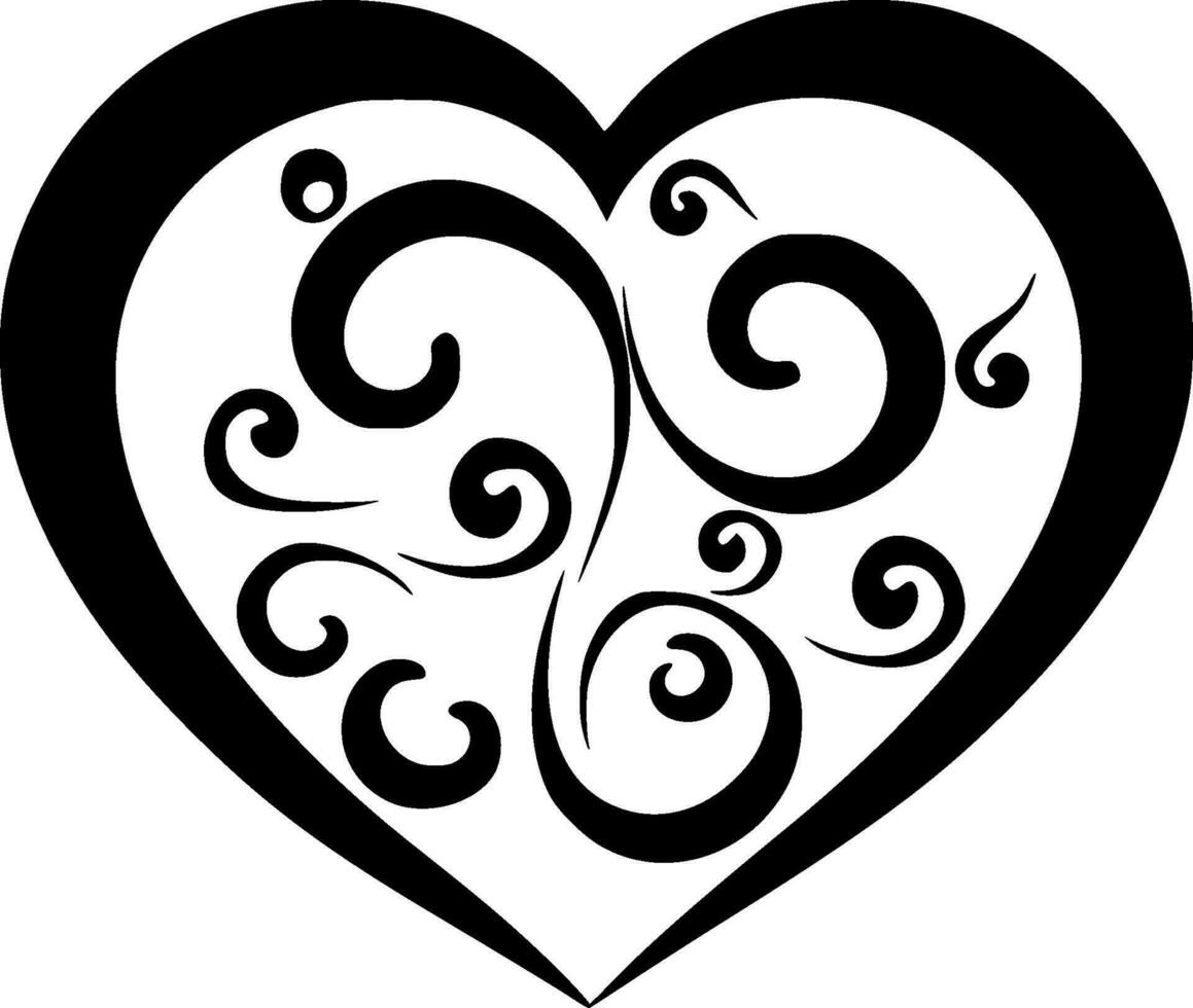 corazón - negro y blanco aislado icono - vector ilustración