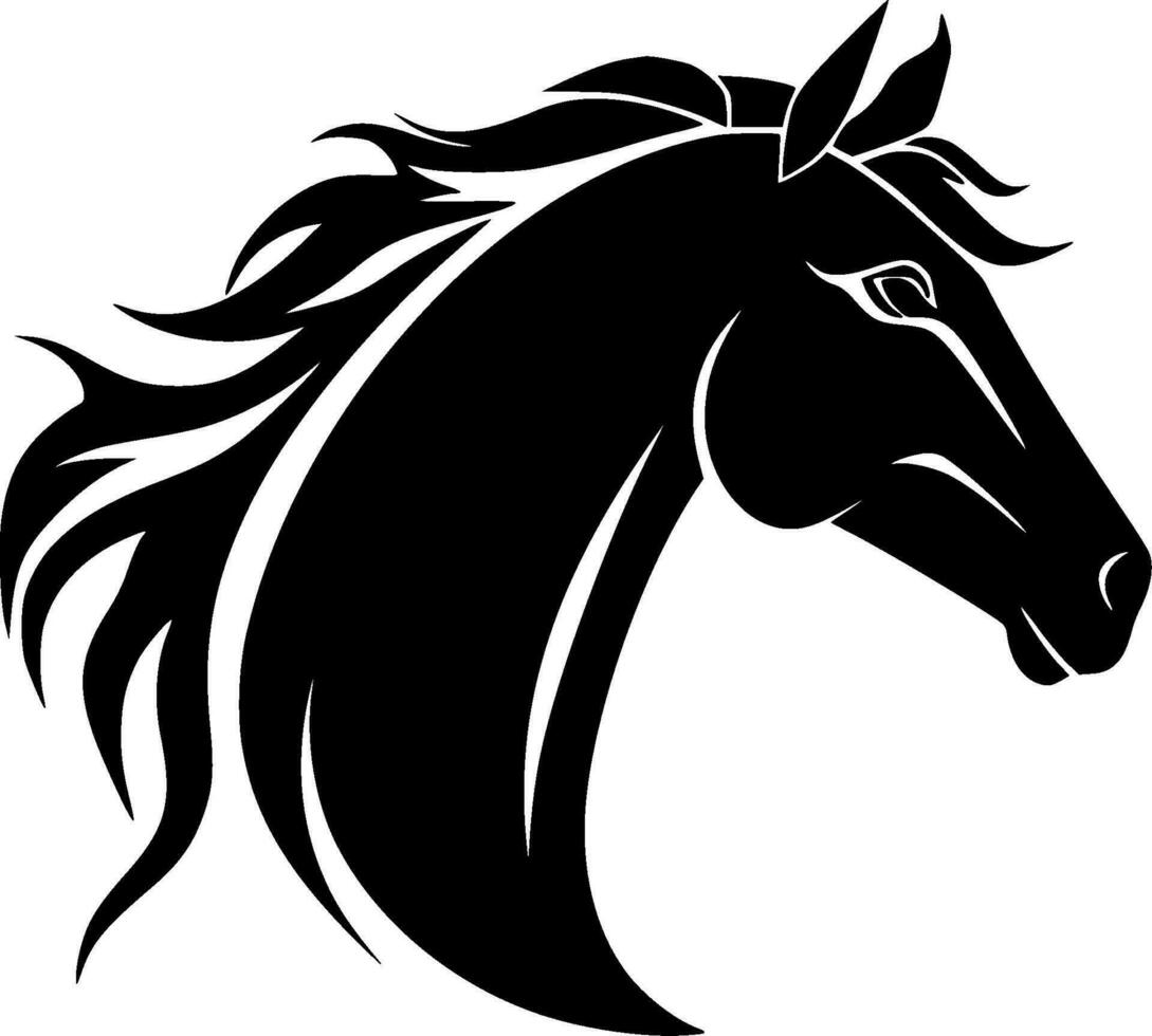 Horse, Black and White Vector illustration