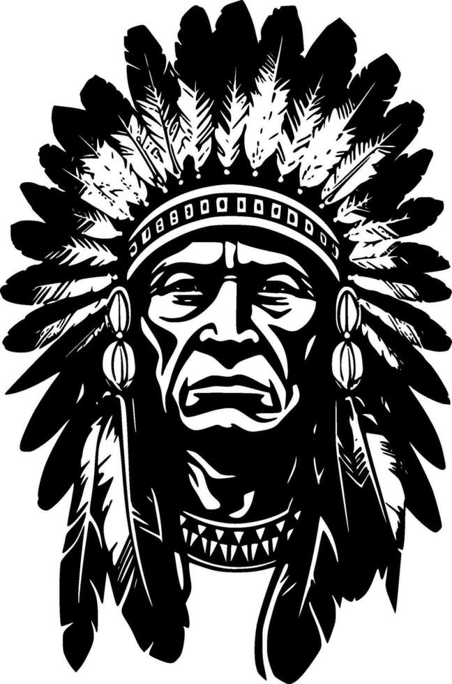 Indian Chief - High Quality Vector Logo - Vector illustration ideal for T-shirt graphic