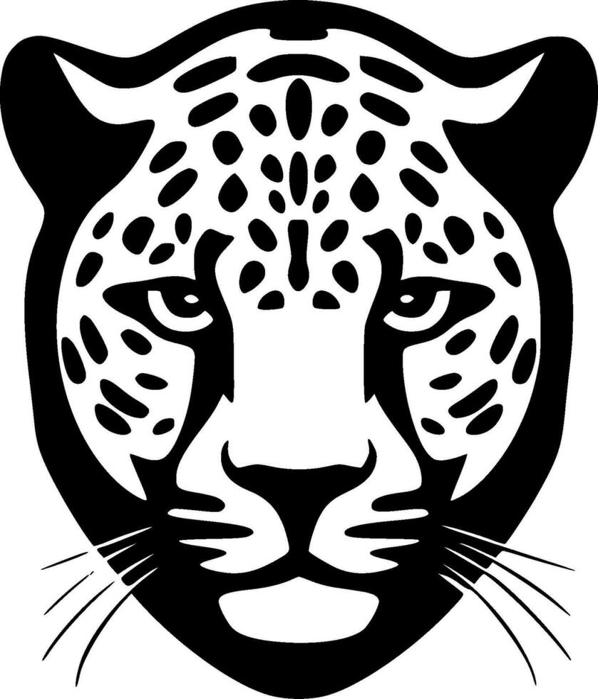 leopardo - negro y blanco aislado icono - vector ilustración