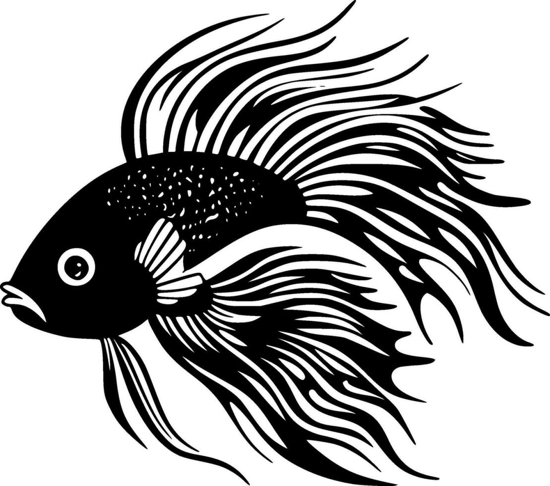 Fish - Black and White Isolated Icon - Vector illustration