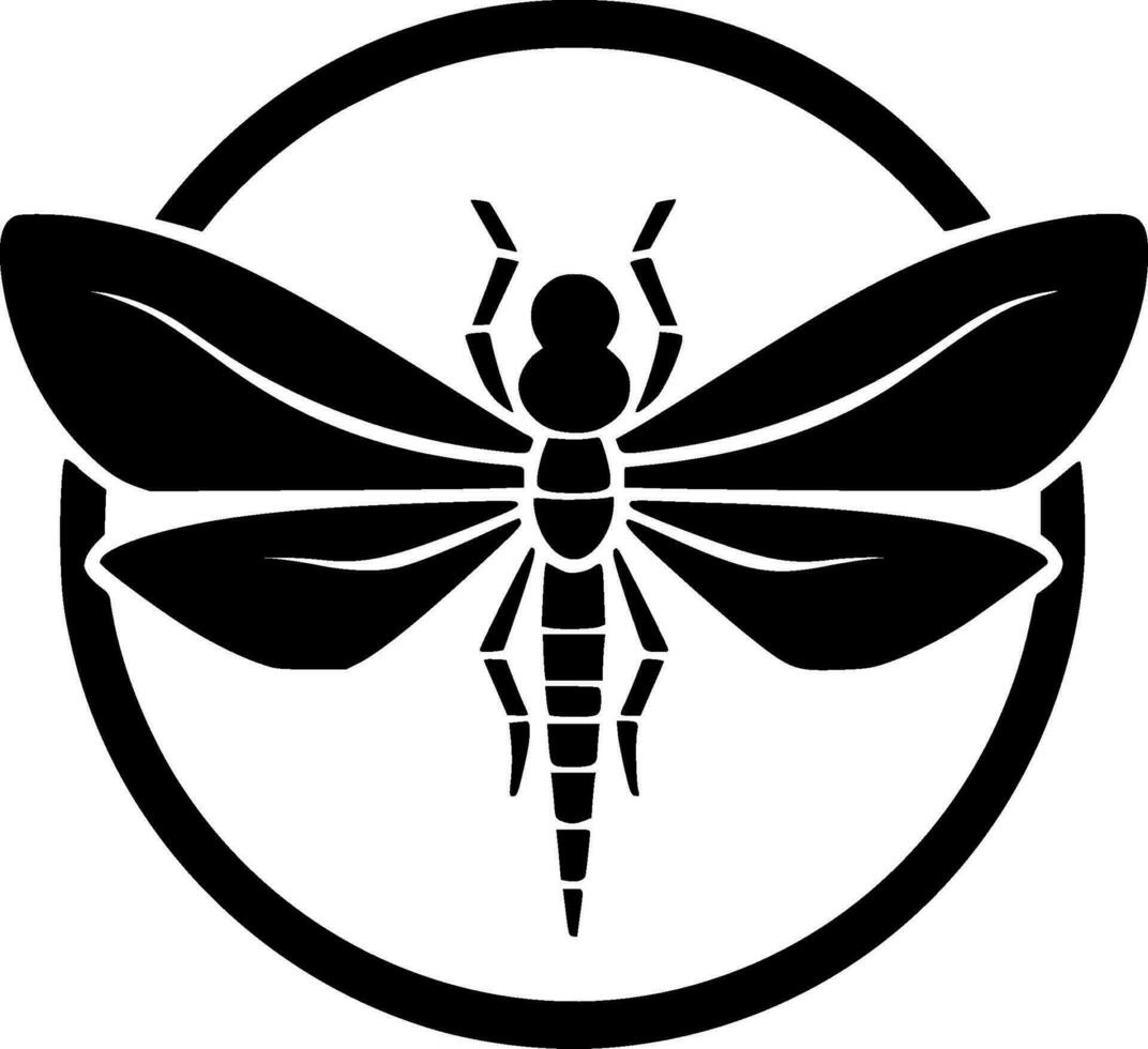 Dragonfly, Black and White Vector illustration