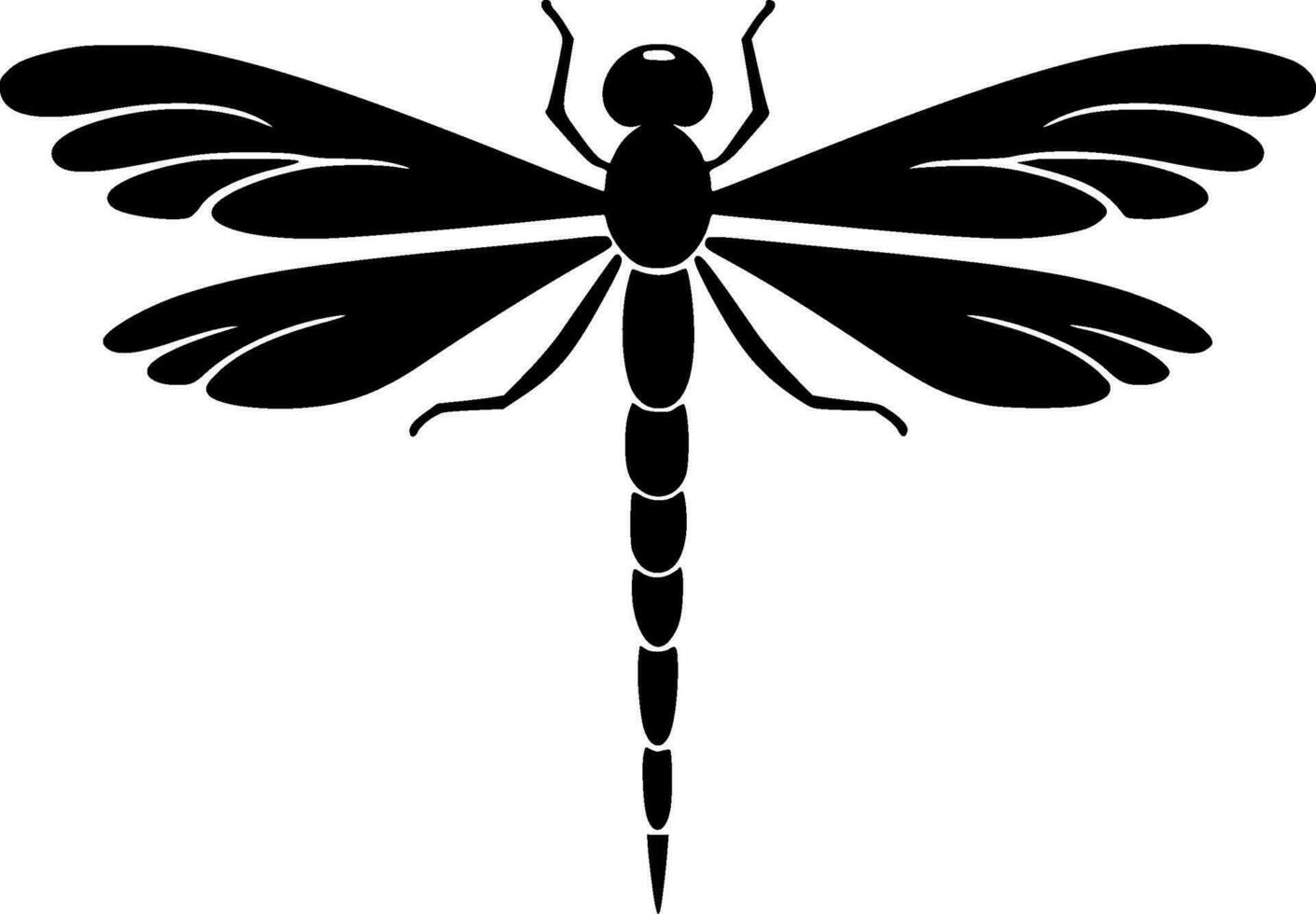 libélula - negro y blanco aislado icono - vector ilustración