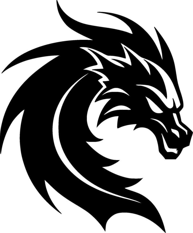 Dragon, Black and White Vector illustration