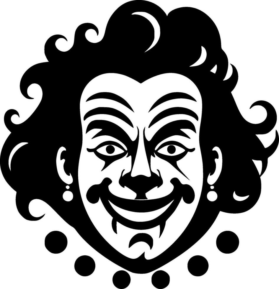 payaso - negro y blanco aislado icono - vector ilustración