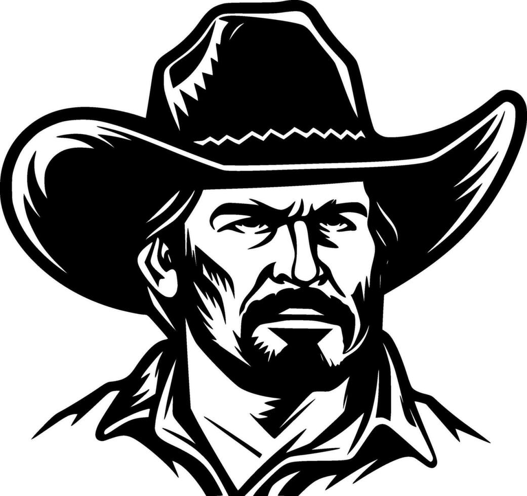 Cowboy - Black and White Isolated Icon - Vector illustration