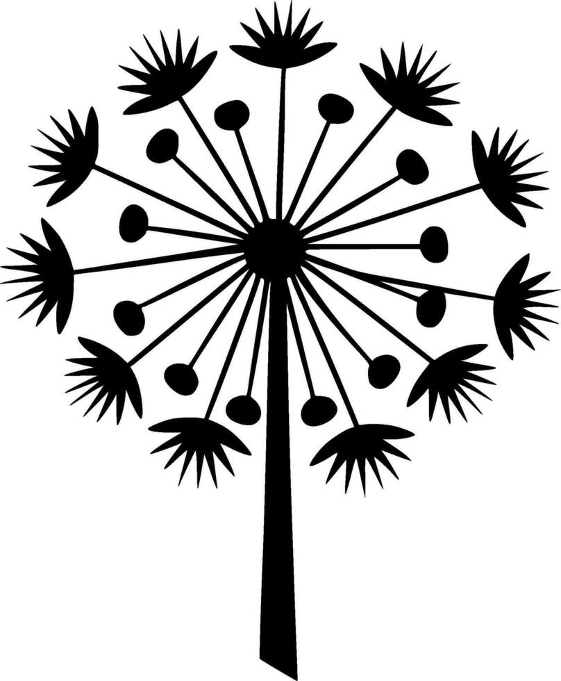 Dandelion, Black and White Vector illustration