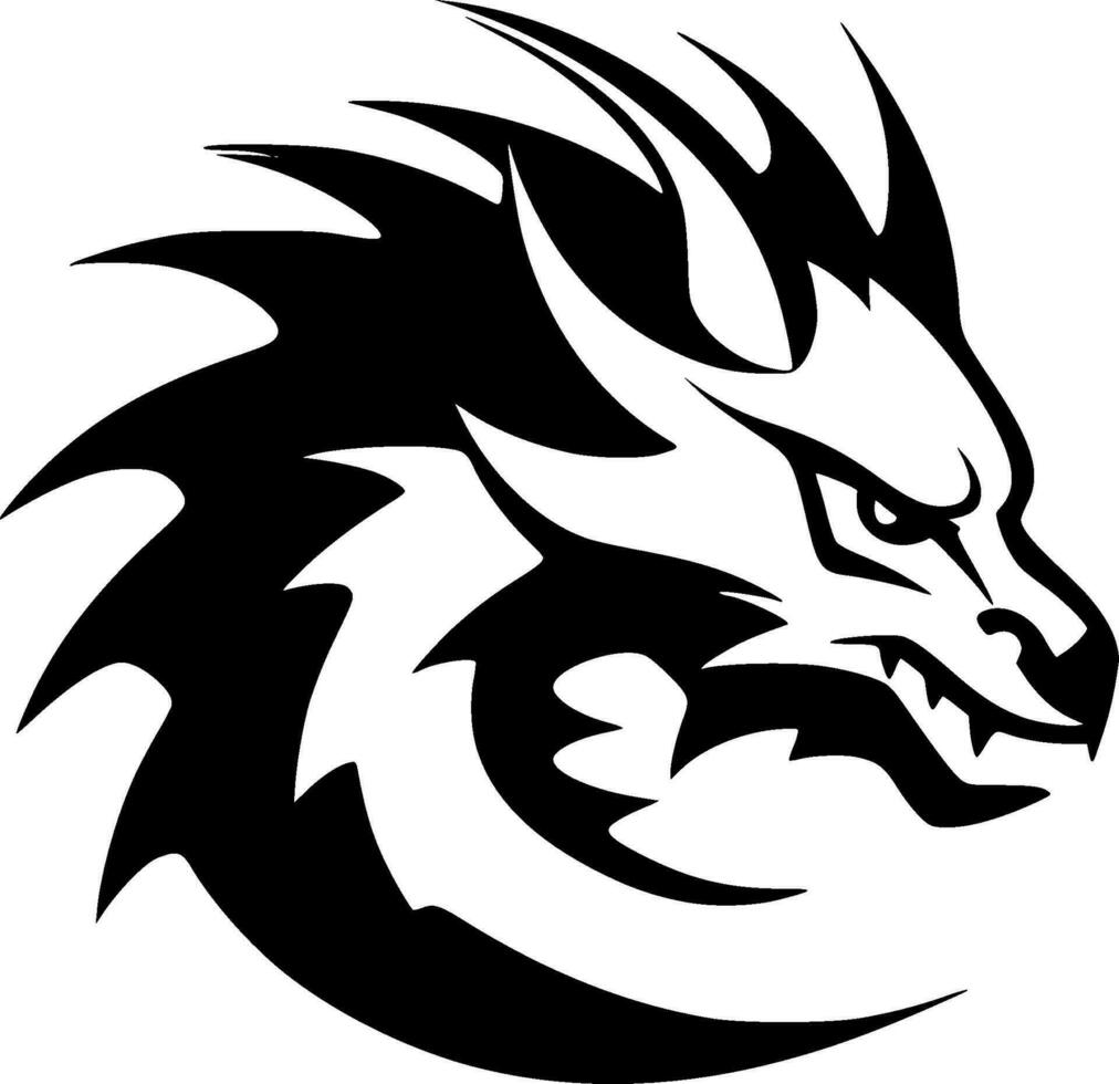 Dragon - Black and White Isolated Icon - Vector illustration