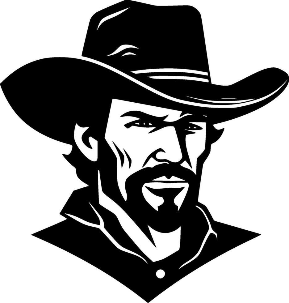 Cowboy, Black and White Vector illustration